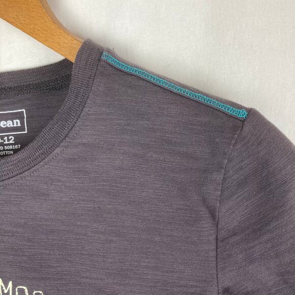 LL Bean Tee Shirt Kids M 10-12 Long Sleeve Gray Graphic Mountains Explore More - Picture 5 of 8